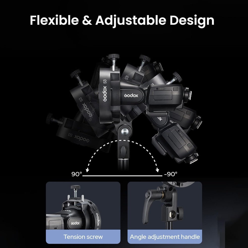 GODOX S3 Speedlite Bracket, 𝐆𝐨𝐝𝐨𝐱 𝐒𝟐 𝐔𝐩𝐠𝐫𝐚𝐝𝐞, Adjustment Angle±...
