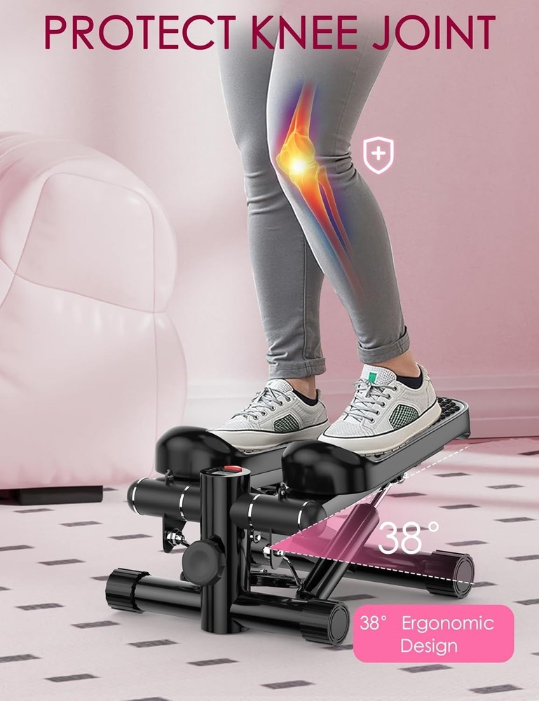 Compact Mini Stepper with Resistance Bands - 330LBS Capacity for Home Workouts