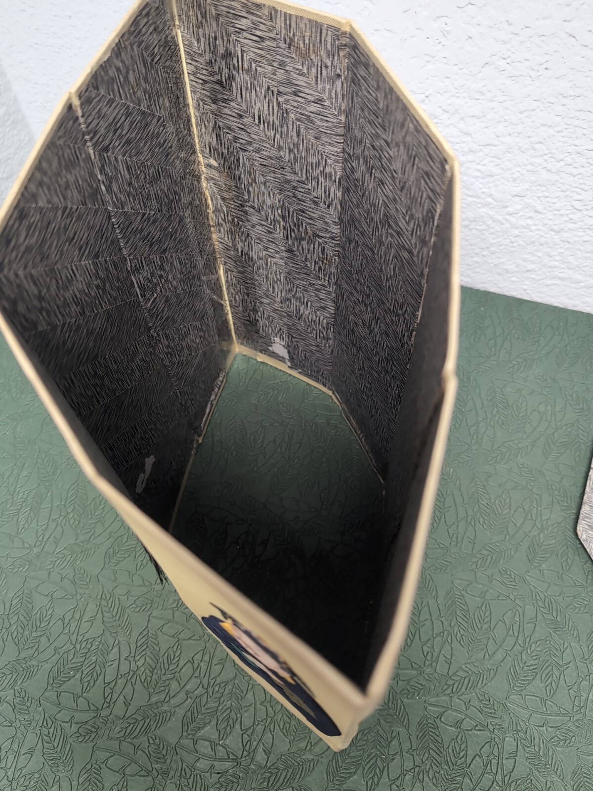 1940's-50's Silk & Paper Asian Chinese Folding Waste Paper Basket Damages