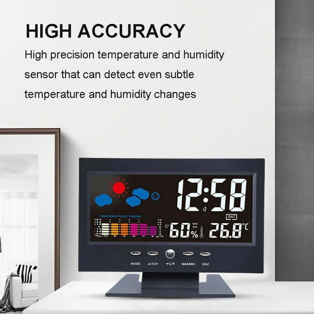 USB Powered LED Digital Clock Snooze Calendar Thermometer Hygrometer Display