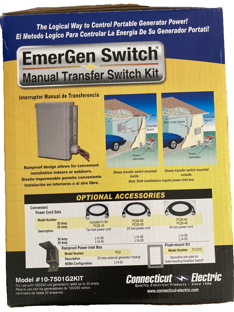 EmerGen Switch (10-7501G2) Manual Transfer Switch Kit