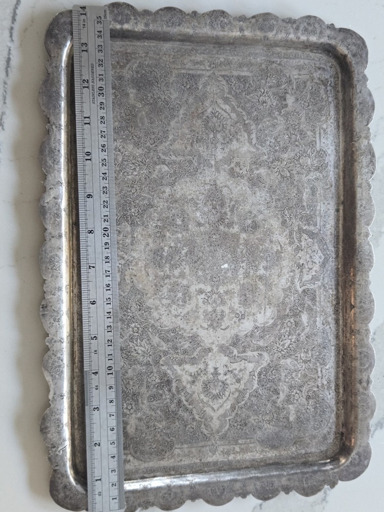 EXCEPTIONAL GENUINE ANTIQUE MIDDLE EASTERN SILVER TRAY