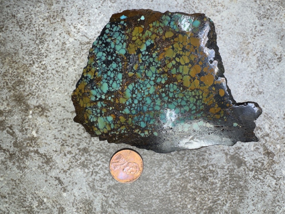 Hubei turquoise stabilized great multi color polychrome solid spiderweb nugget