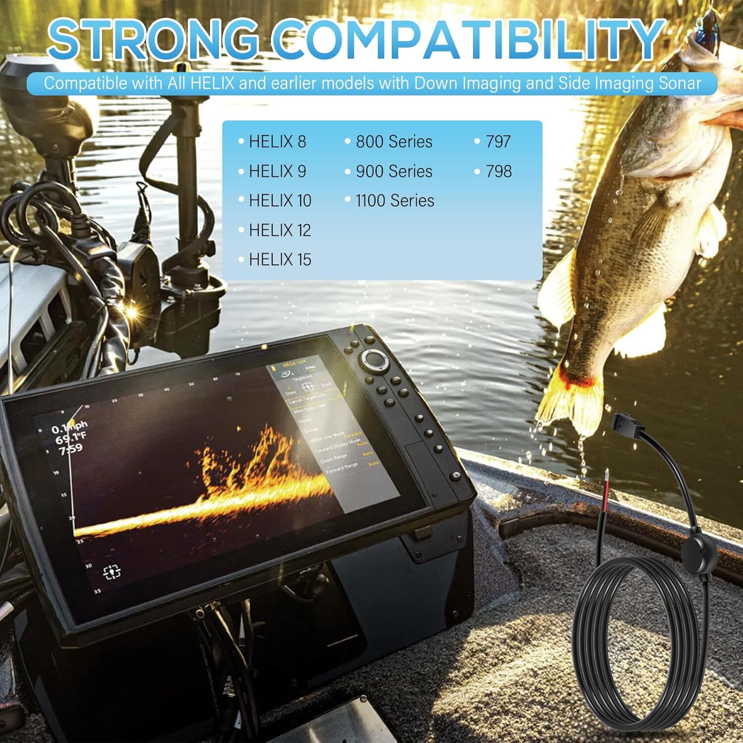 720057-1 Power Cable Cord PC 11 for Humminbird HELIX 8/9/10/12/15 800/900/1100