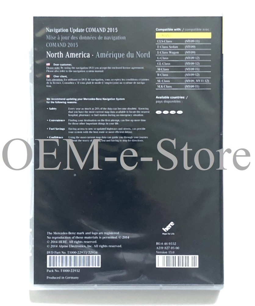 2009 Mercedes E63 E550 E500 E350 Sedan Wagon NTG2.5 Navigation DVD Map Update