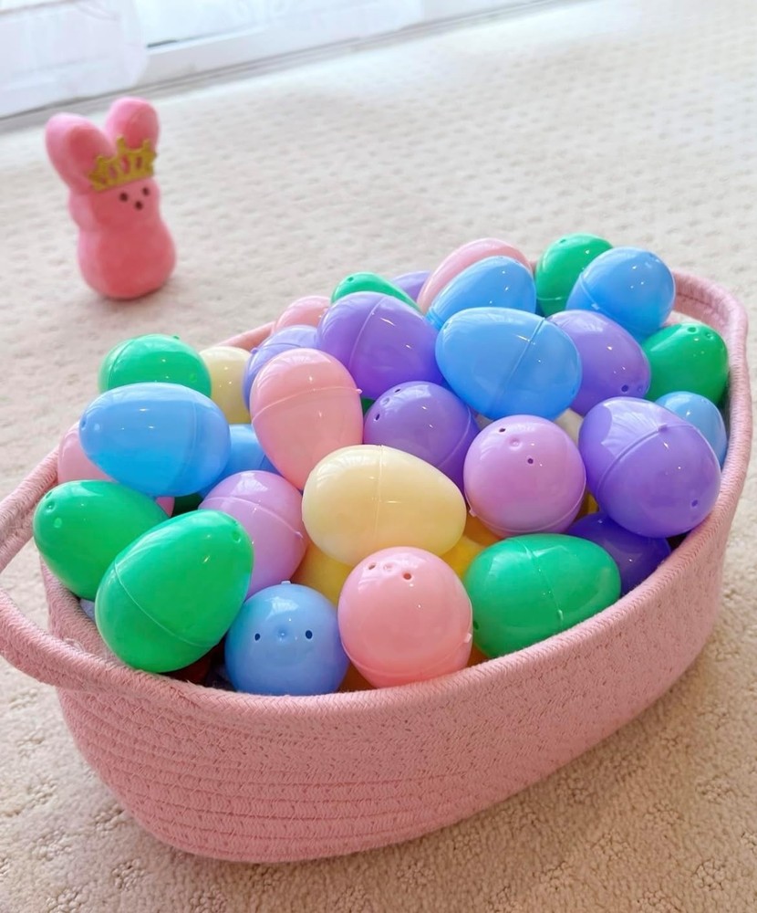Pastel Color Easter Eggs - 50 Piece Assorted Bulk 2.3" x 1.75" Plastic Eggs Hing