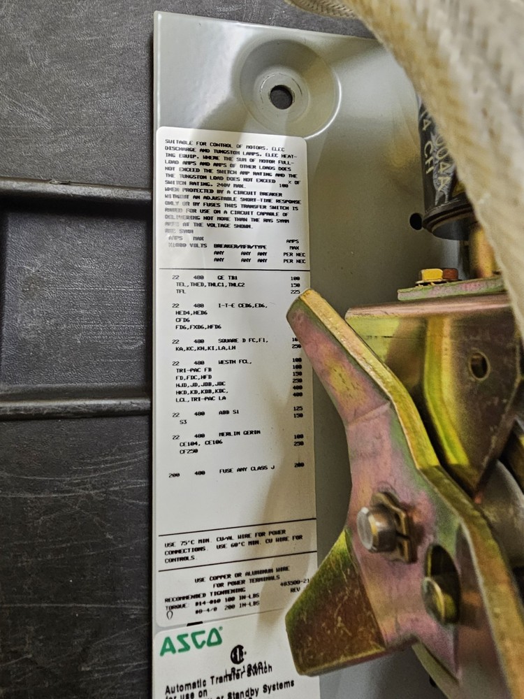 asco series 300 automatic transfer switch (240V) 104A