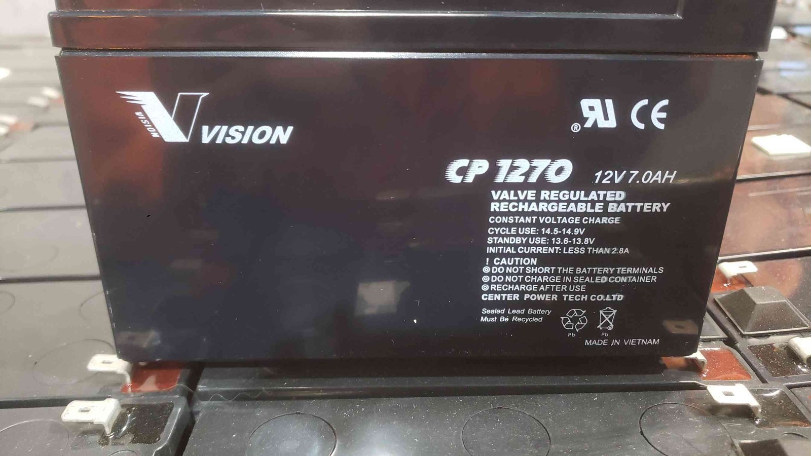 Vision 12V 7.0AH Valve Regulated Rechargeable Battery CP 1270 (SKU: 112429)