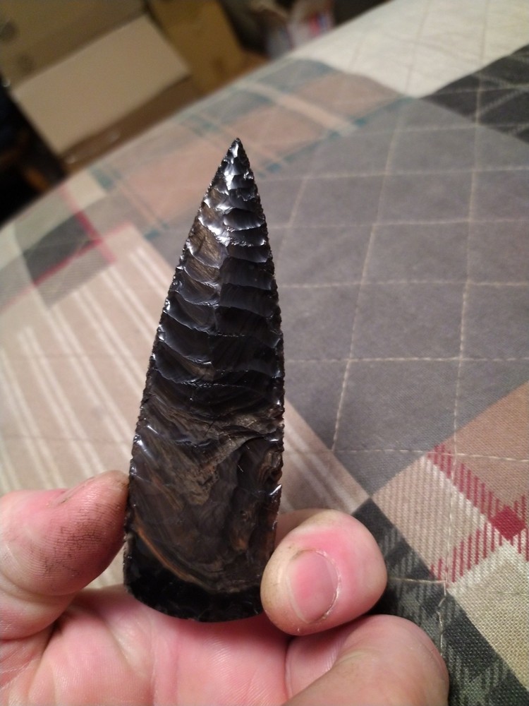 Paleo Spear Point Obsidian fire like at bottom