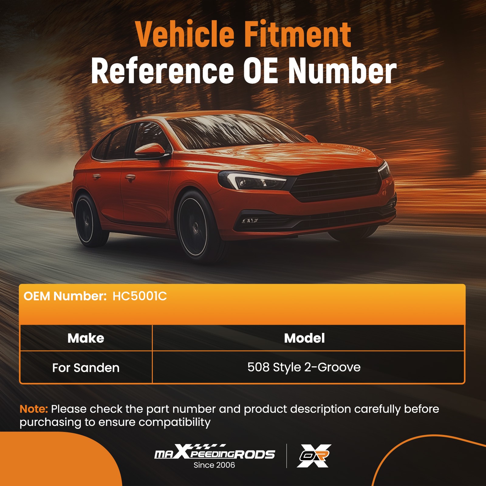 A/C Compressor w/ 2-Groove Pulley For Sanden 508 Style V-Belt 12V Chrome Black