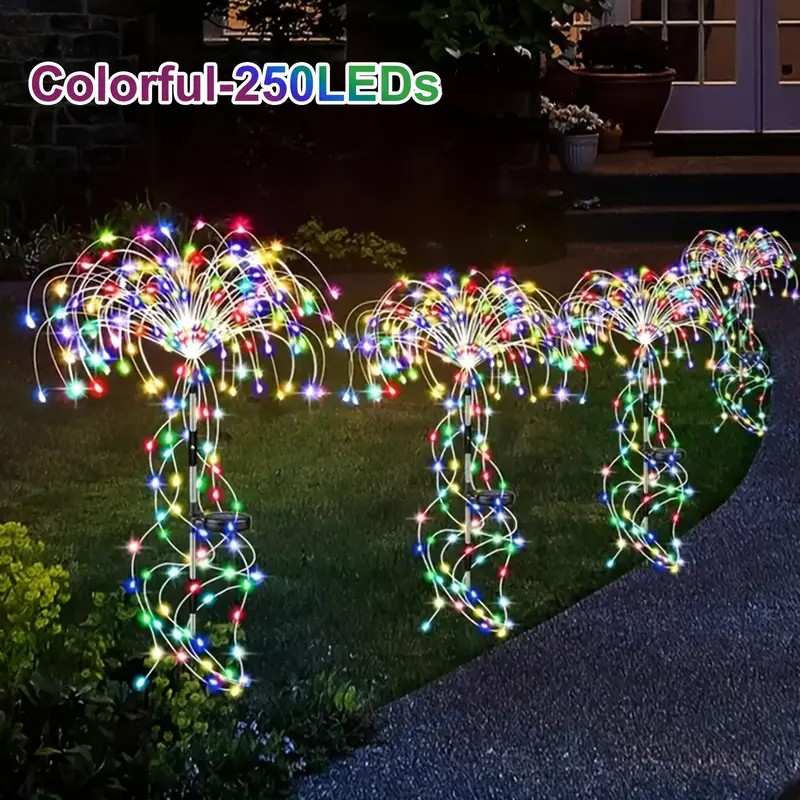 Solar-Powered Firework Lights 250/200 LED Lights, 8 ich Lighting Modes