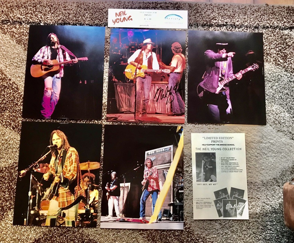 Neil Young 5 Collector Prints SUPER Rare Prints from Bridge School 1992 1 Signed