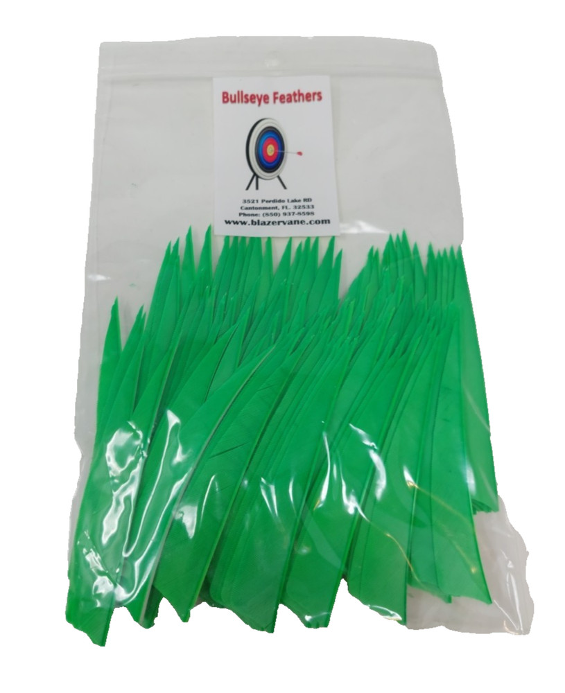 100 Pack Bullseye Archery Feathers 4" Right Wing: Shield Solid Hunter Green