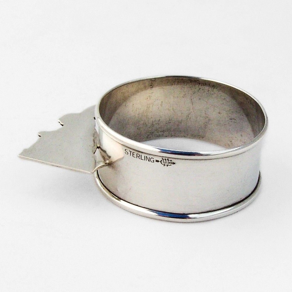 Figural Rabbit Napkin Ring Webster Sterling Silver Mono BAS