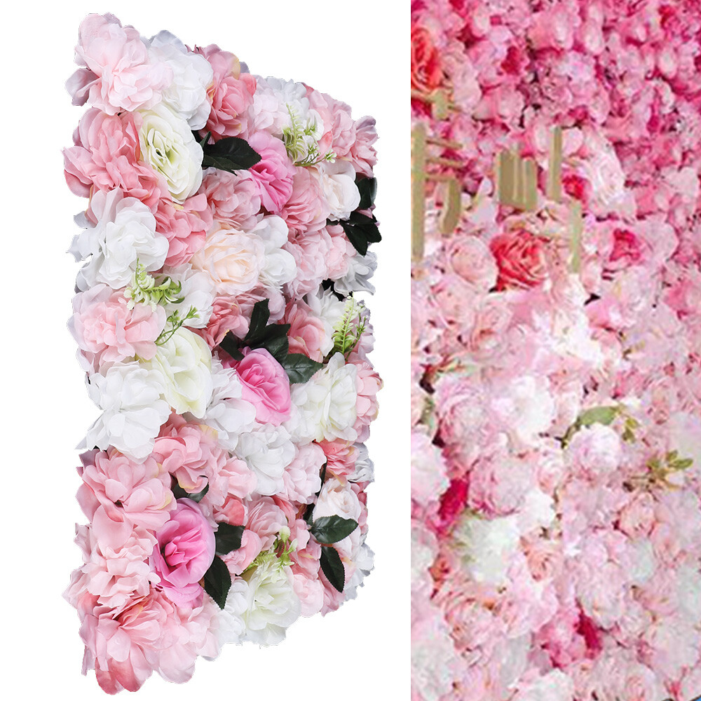 12PCS Artificial Flower Wall Panels Rose Hydrangea Backdrop Panel Wedding Decor