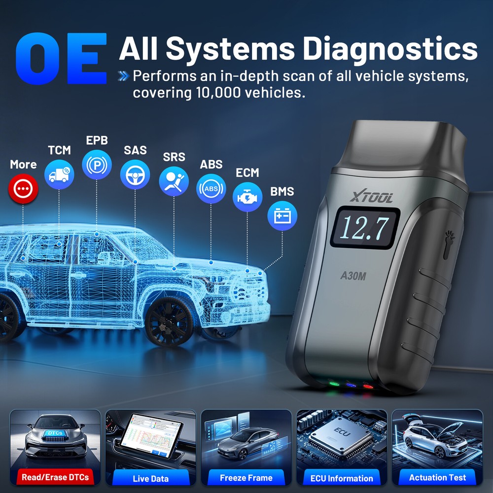 USED XTOOL A30M Car Bidirectional OBD2 Scanner All System Diagnostic Code Reader