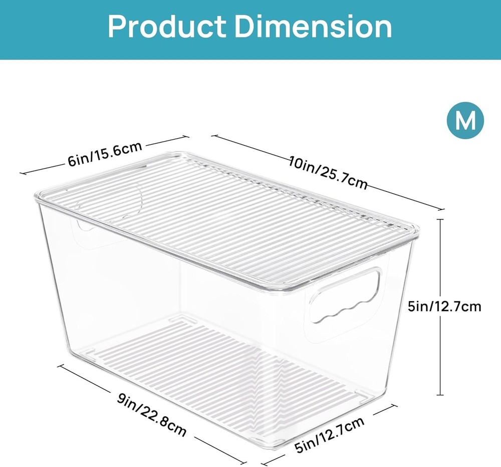 6 Pack Clear Stackable Storage Bins with Lids - Perfect for Home Organization