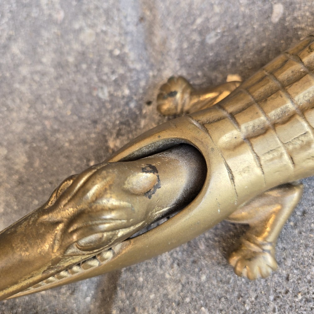Vintage Brass?? Alligator Crocodile 15” Nut Cracker