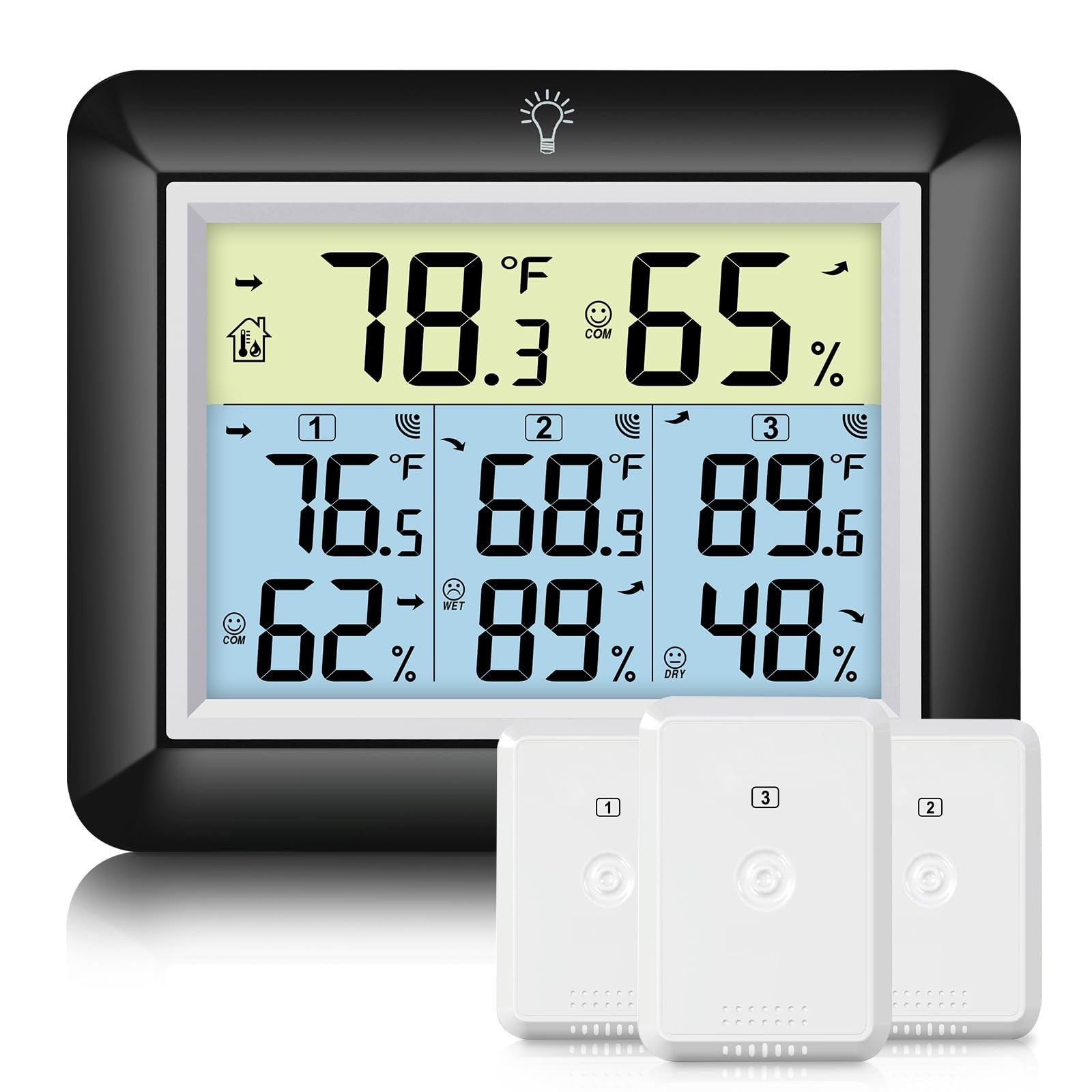 Best Urageuxy Indoor Outdoor Thermometer Wireless with 3 Sensors 328ft Range