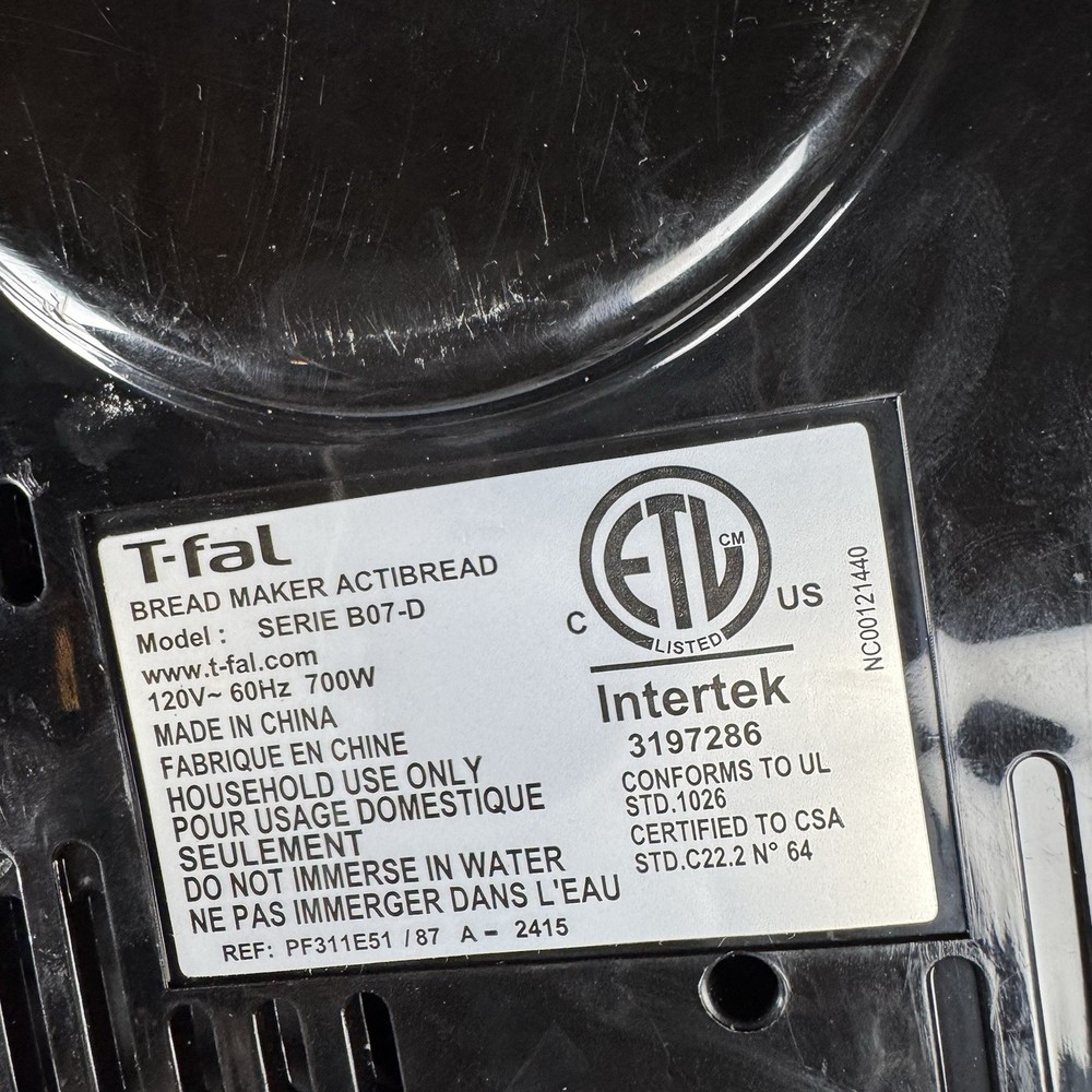 T-Fal ActiBread Programmable Bread Machine. 3 Gluten free settings.