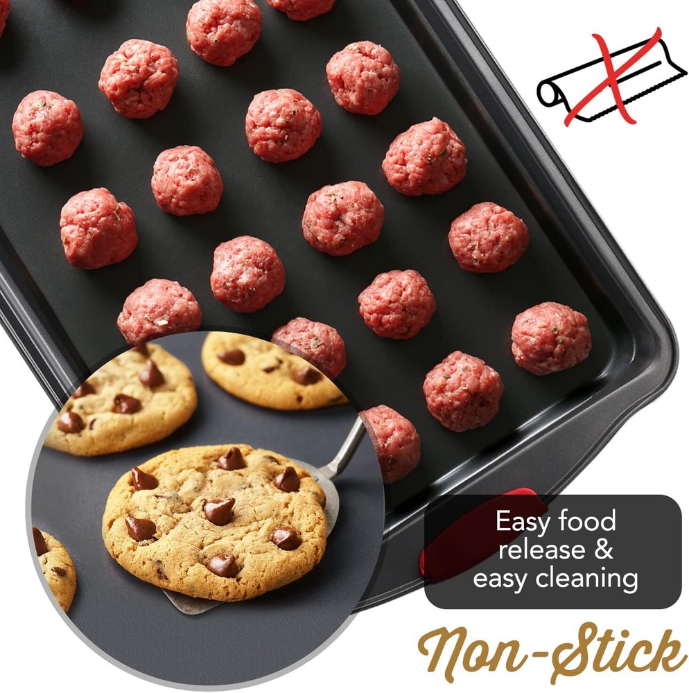 Baking Sheet Set, 2-Piece Large Cookie Set 2 Sheets, Black