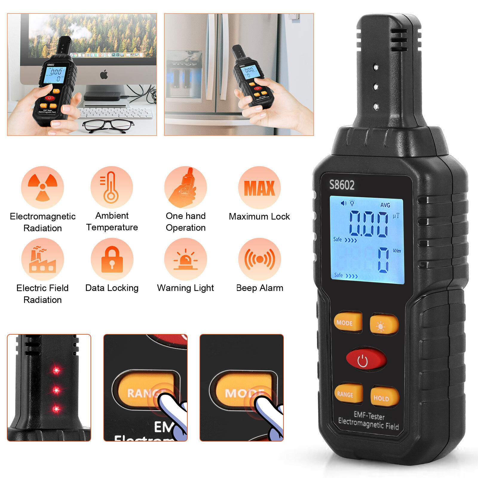 Black Radiation Detector Dosimeter Geiger Counter EMF Electromagnetic Tester