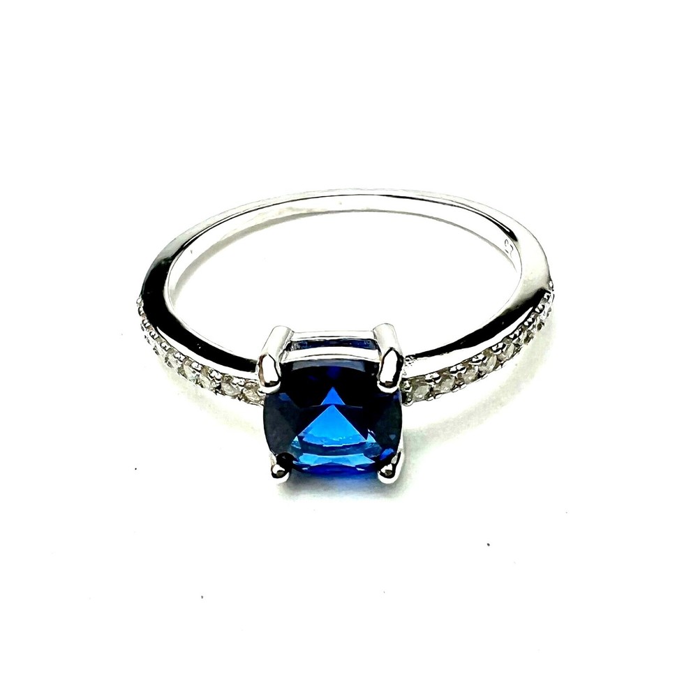Lab Made Sapphire Ring Solid Sterling Silver 925 , September birthstone Canada