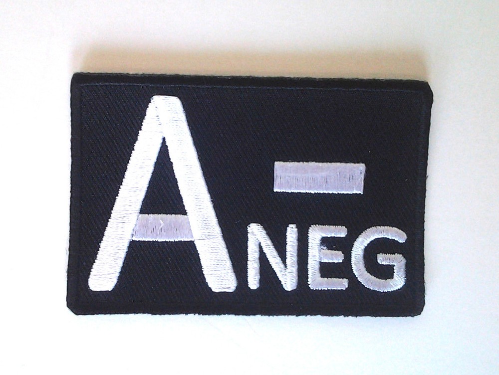 A - NEGATIVE BLOOD ID (3") Biker Patch P4324 E