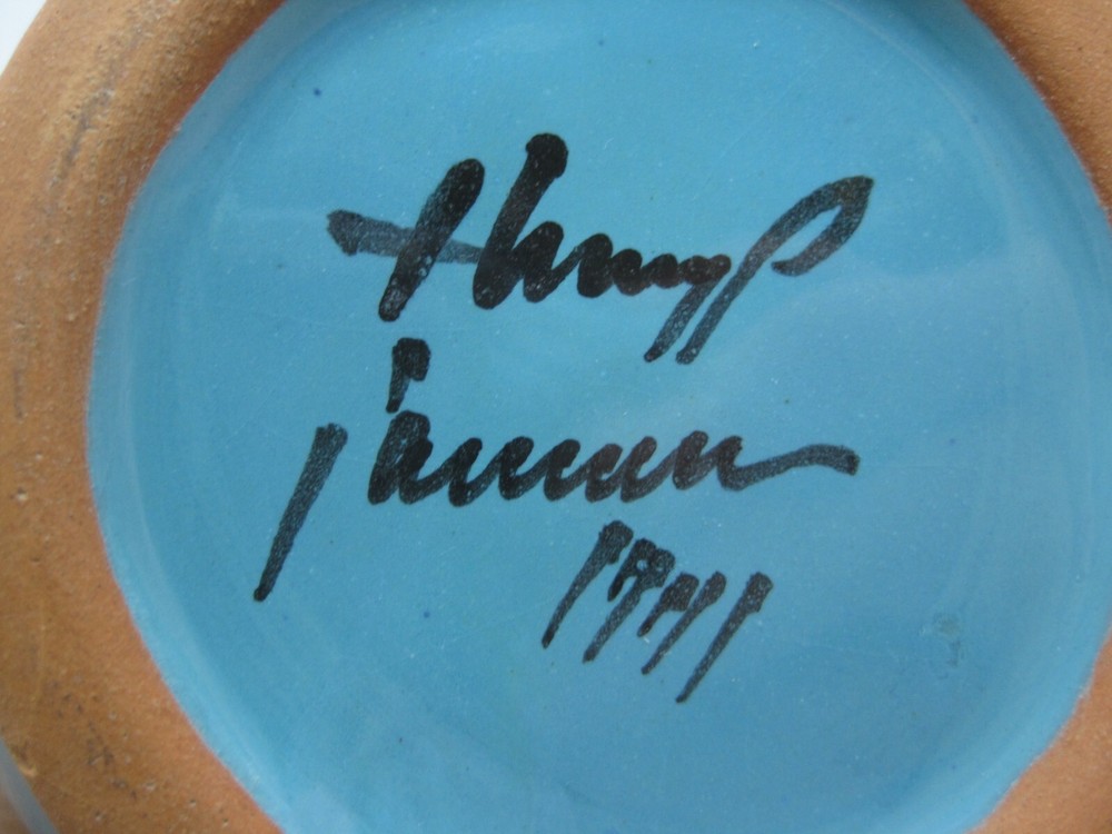 Henry P Blue Drip Glaze Ceramic Vase Signed