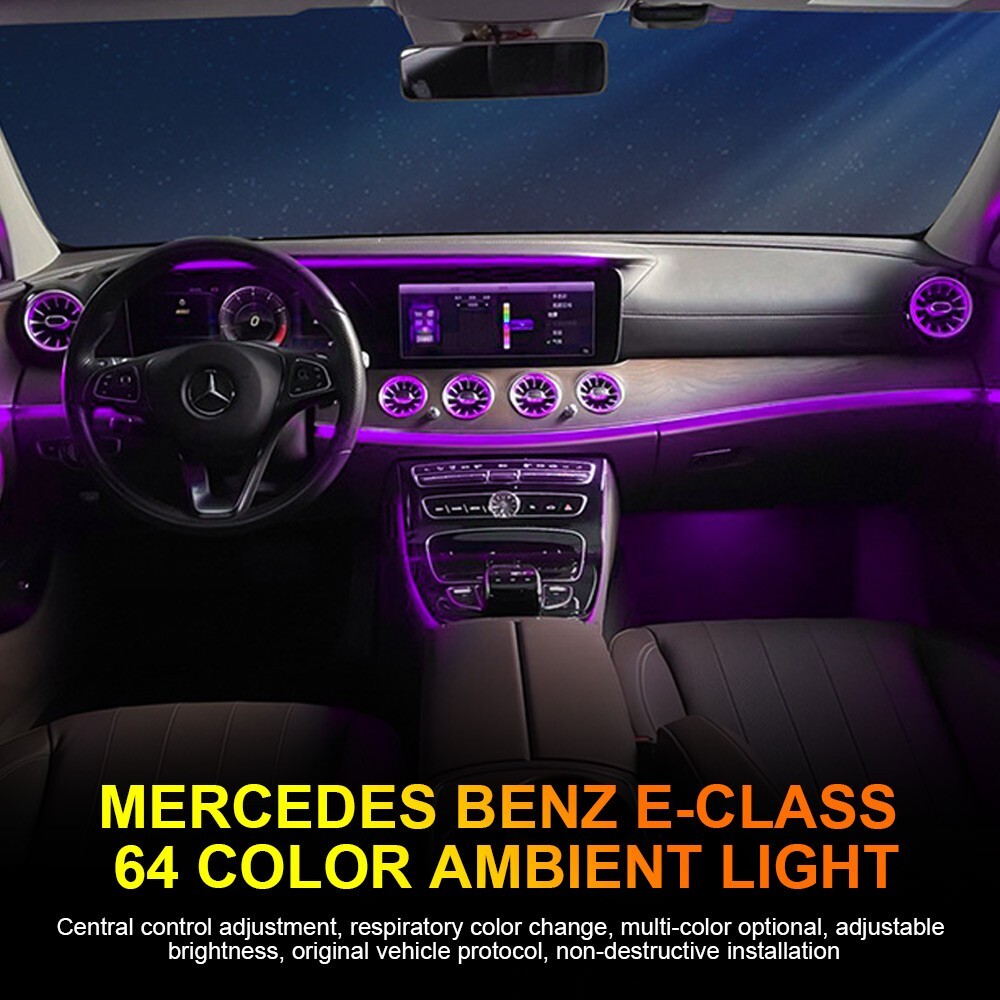 8PCS AC Vent Ambient Light For Mercedes Benz E-Class W213 2016-2023 64 Colors