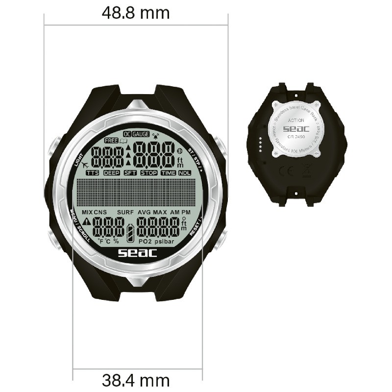 SEAC Action Dive Computer - Black/White - Wrist Dive Computers (1600005000524A)