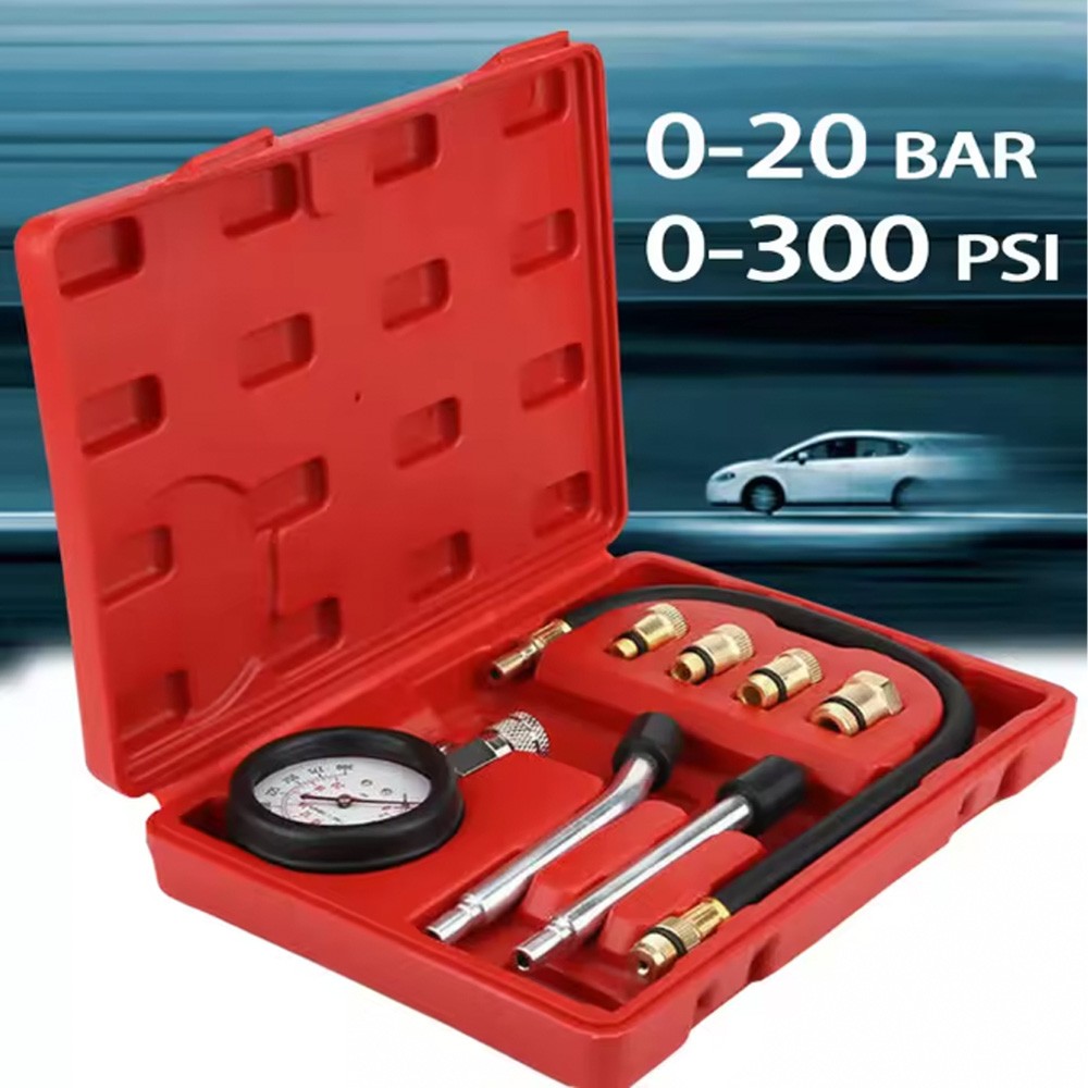 Engine Cylinder Compression Gauge Tester Kit Gas Engine Diagnostic Testing Tool.