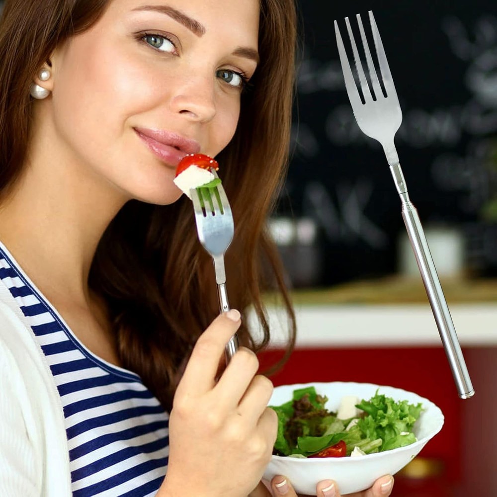 Extendable Fork, 2pcs 8.7 to 25.4in Expandable Fork for Jokes,