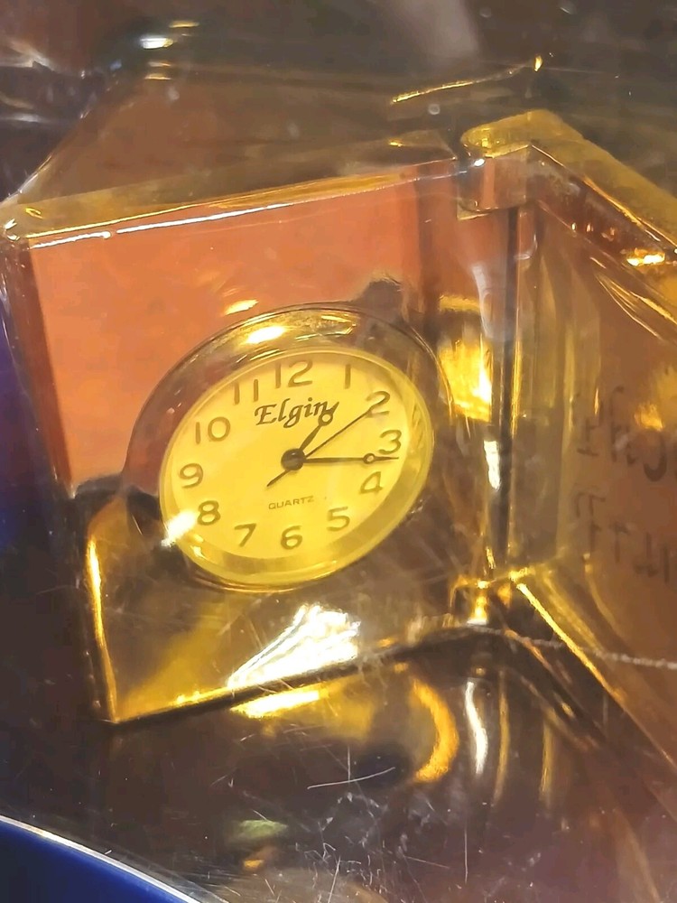 Vintage ELGIN Mini PHOTO FRAME Clock Quartz IOB