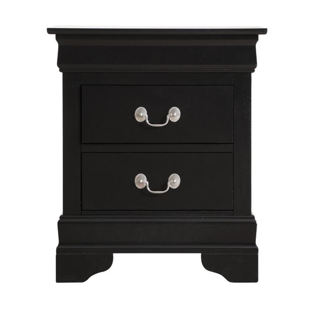 Glory Furniture Louis Phillipe 2 Drawer Nightstand in Black