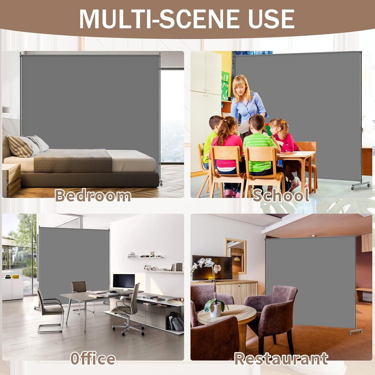 Single Panel Room Divider/Privacy Screen with Caster Wheels and Brakes - Stylish