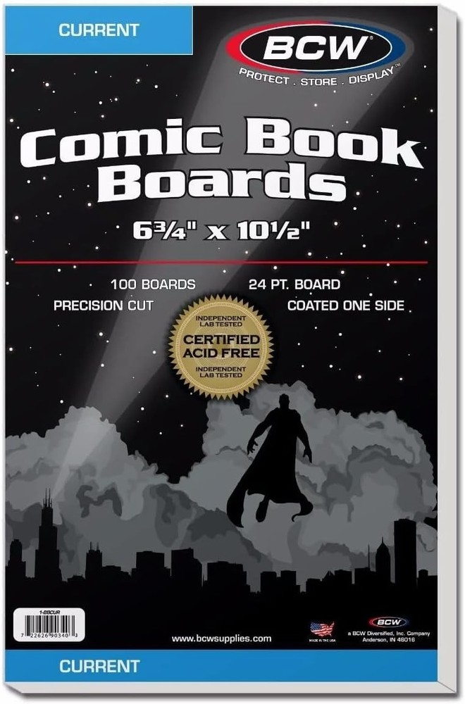100-Pack Acid-Free Comic Book Backing Boards | 24 pt. Solid Construction