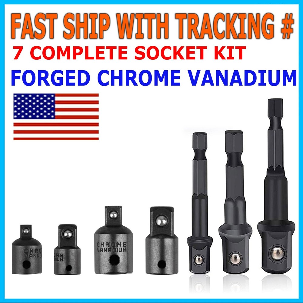 Drill Impact Adapter Reducer Extension Set Socket Driver Wrench 1/2 3/8 3/4 Tool