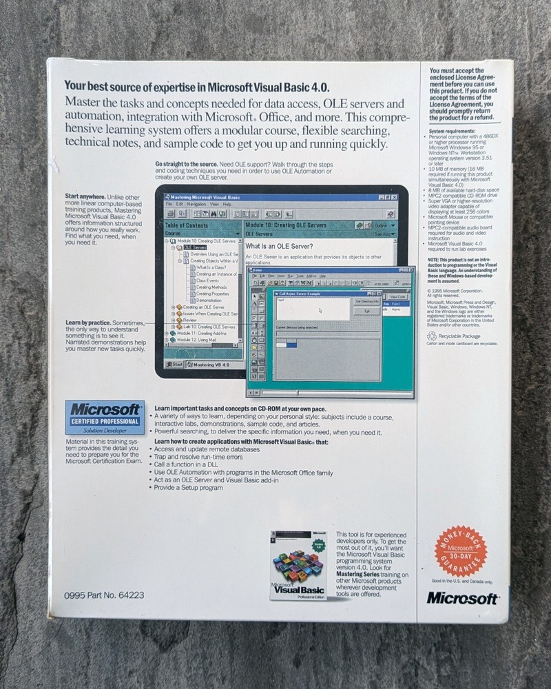 Mastering Microsoft Visual Basic 4.0 (Microsoft Press) *NEW/SEALED*