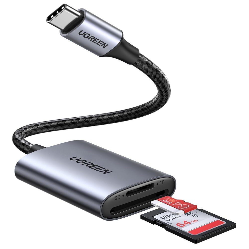 UGREEN USB C SD Card Reader, 2-in-1 Micro Memory Reader for TF Gray