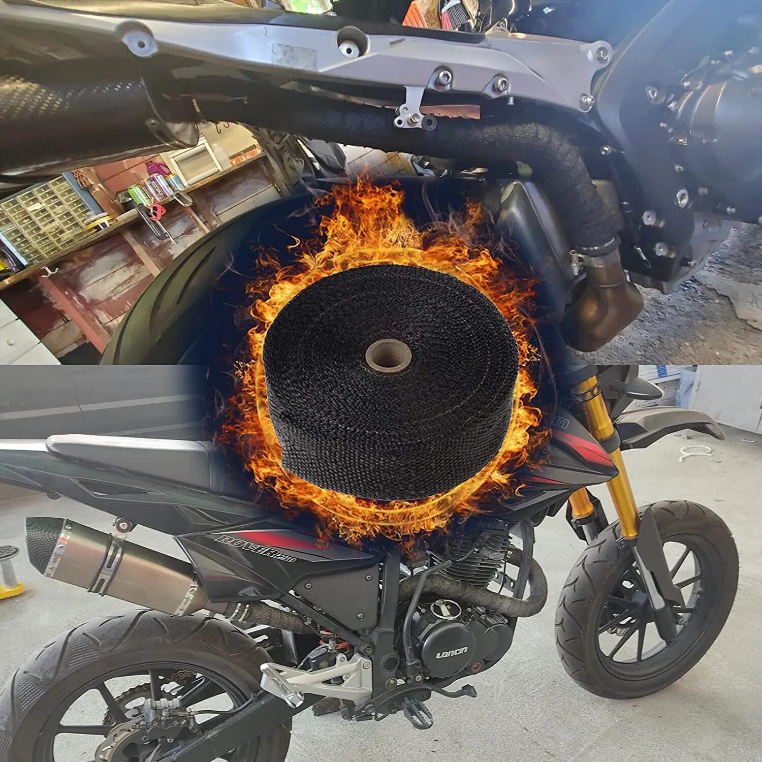 2 Roll x 2" 50FT Black Exhaust Wrap Header Manifold Fiberglass Heat Wrap Tape