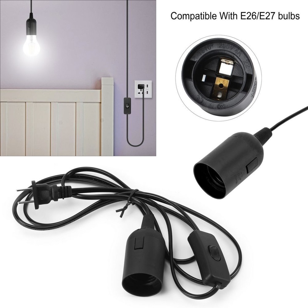 71" Light Lamp Cord Cable Switch E26/E27 Bulb Socket Extension Hanging Pendant