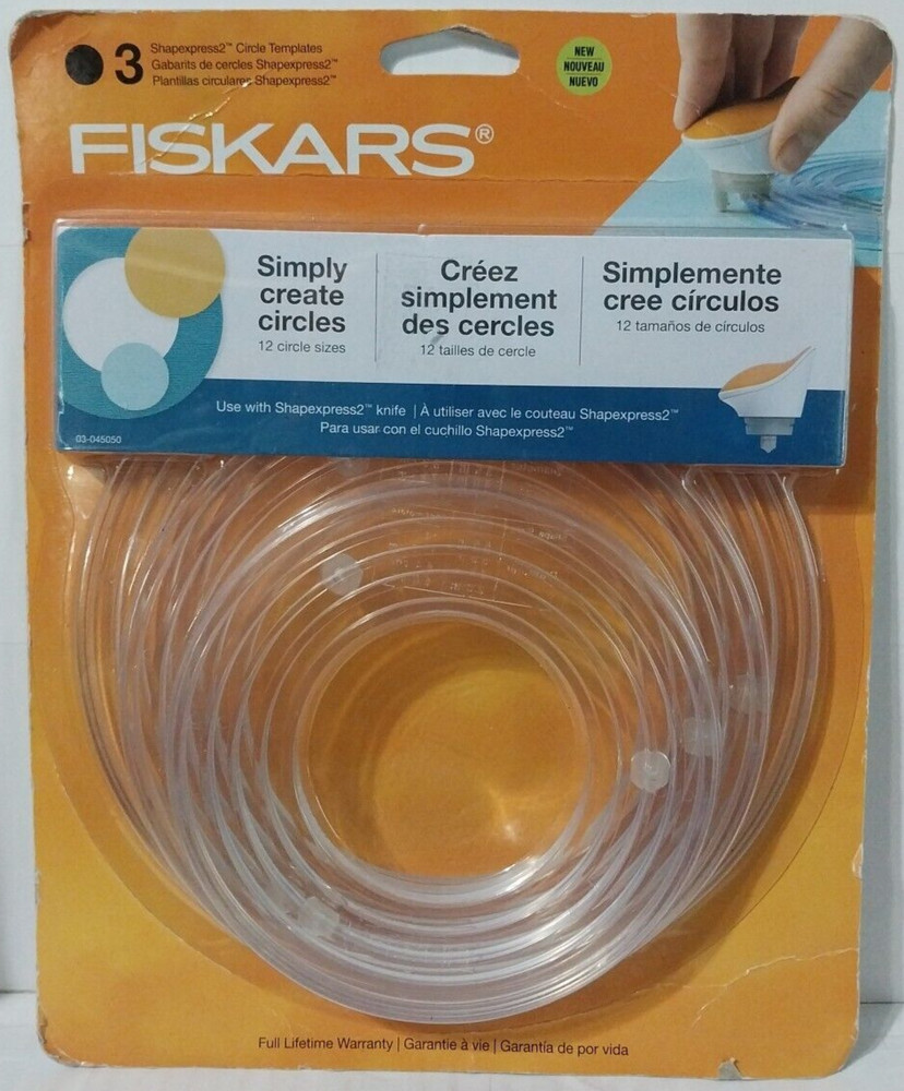 Fiskars Shapexpress2 Simply Create 3 Plastic Circle Templates 12 Circle Sizes