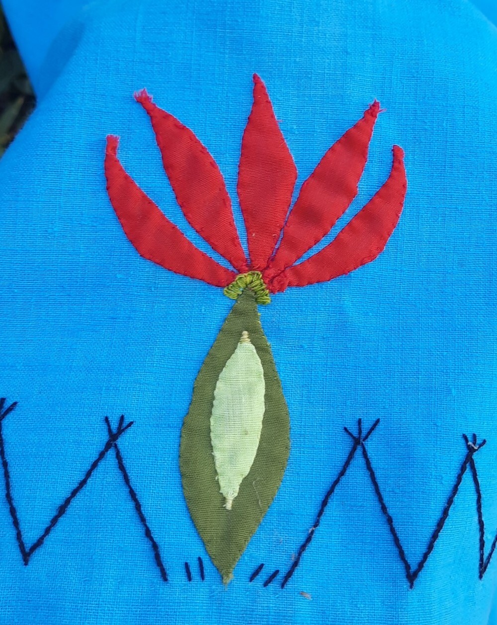 Vtg Authentic Seminole Indian 1930s Dress Handmade Stitched Blue Native American