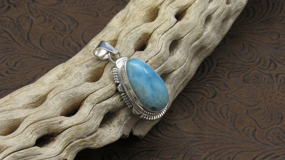 *Teardrop Larimar Sterling Silver Pendant