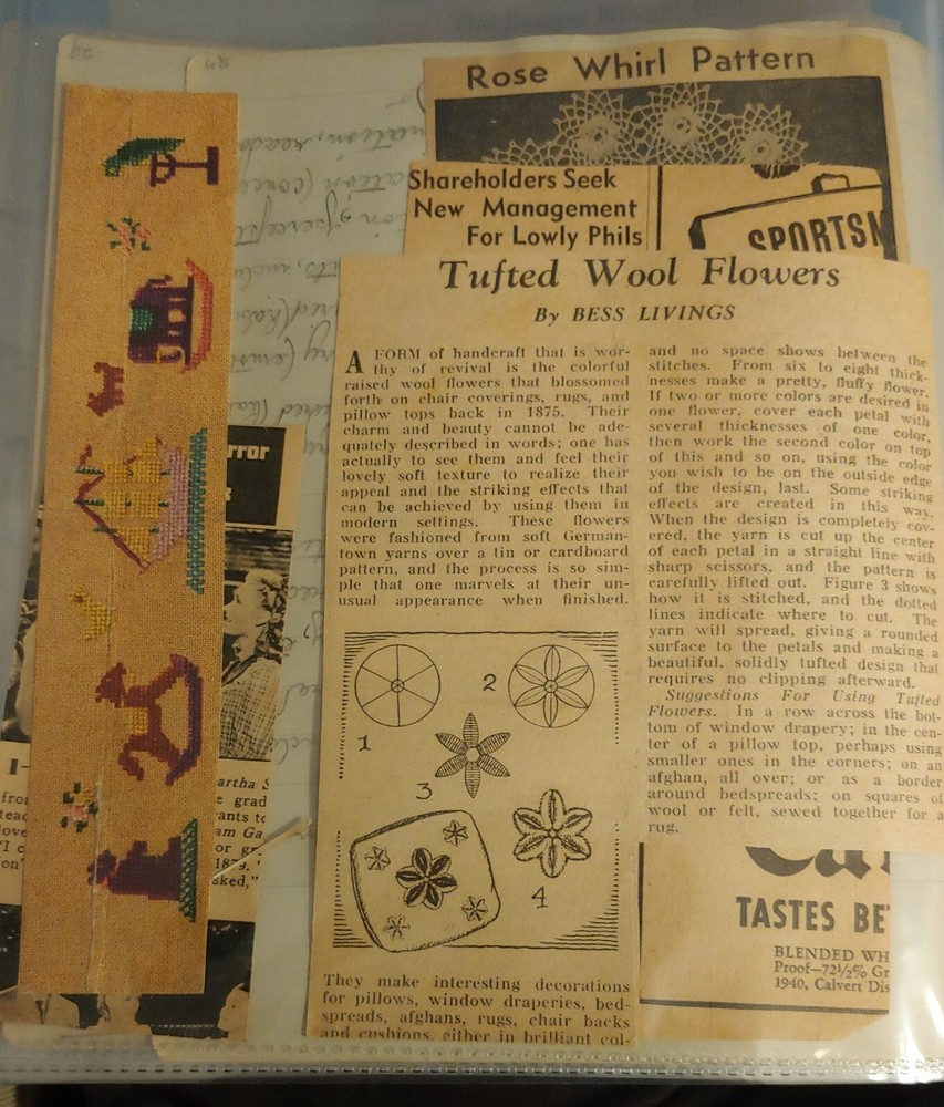 Vintage Crochet Embroidery Crewel Needlepoint etc. Patterns Scrapbook