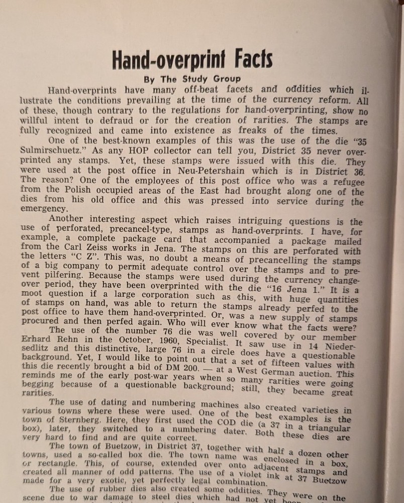 German Postal Specialist Oct 1961 Empire Official Stamps Hand Overprints