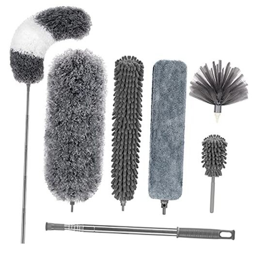 Microfiber Feather Duster,PCS Reusable Bendable Washable Cobweb Duster with 7