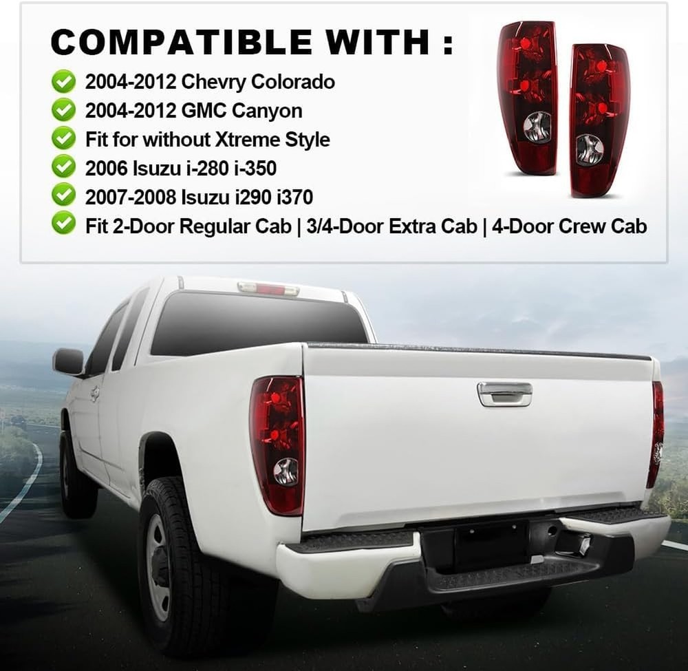 DOTCOM Tail Lights Assembly Compatible with Chevy Colorado 2004-2012/Fit GMC ...