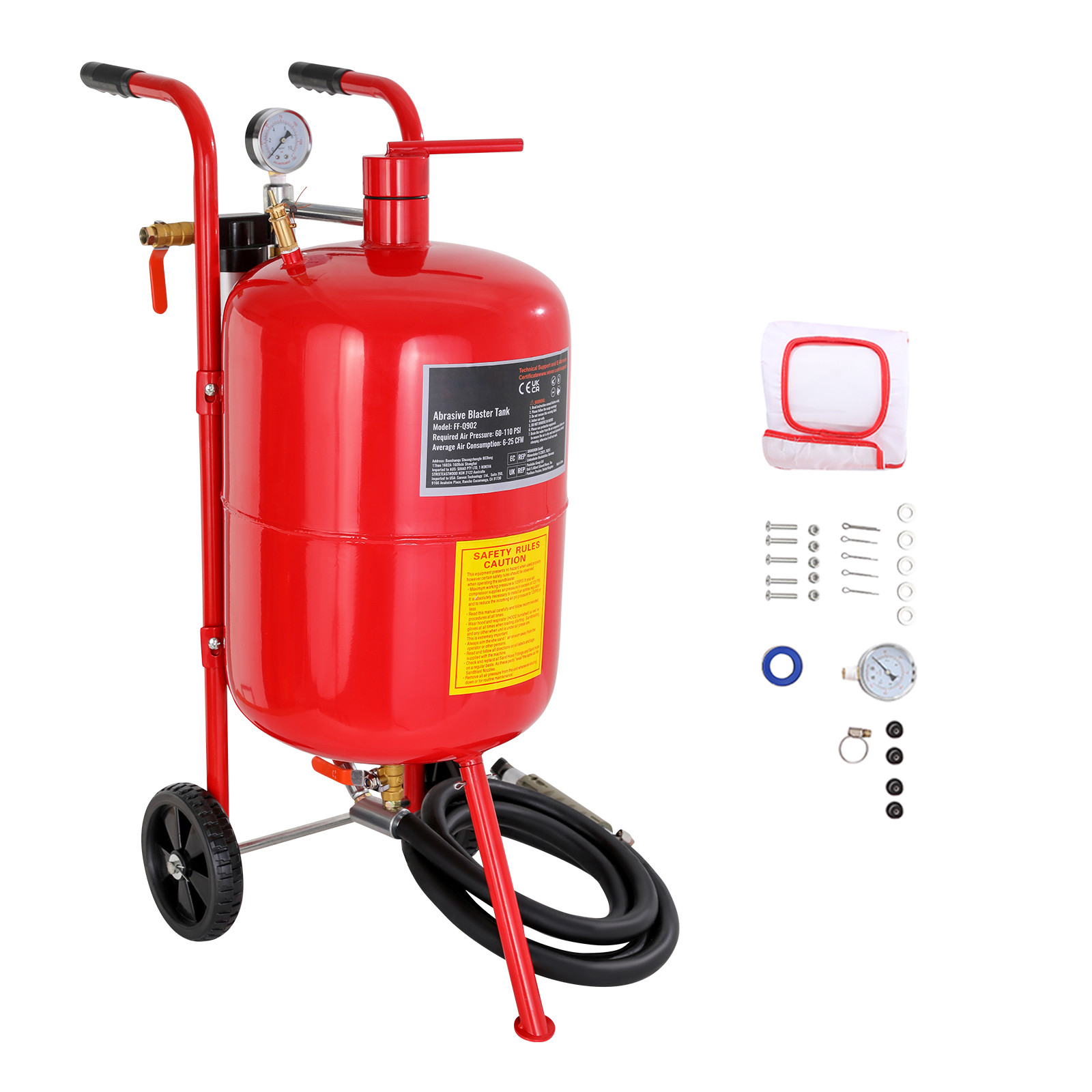 10 Gallon Sandblaster Portable Air Sand Blaster Media Abrasive  60-110 PSI
